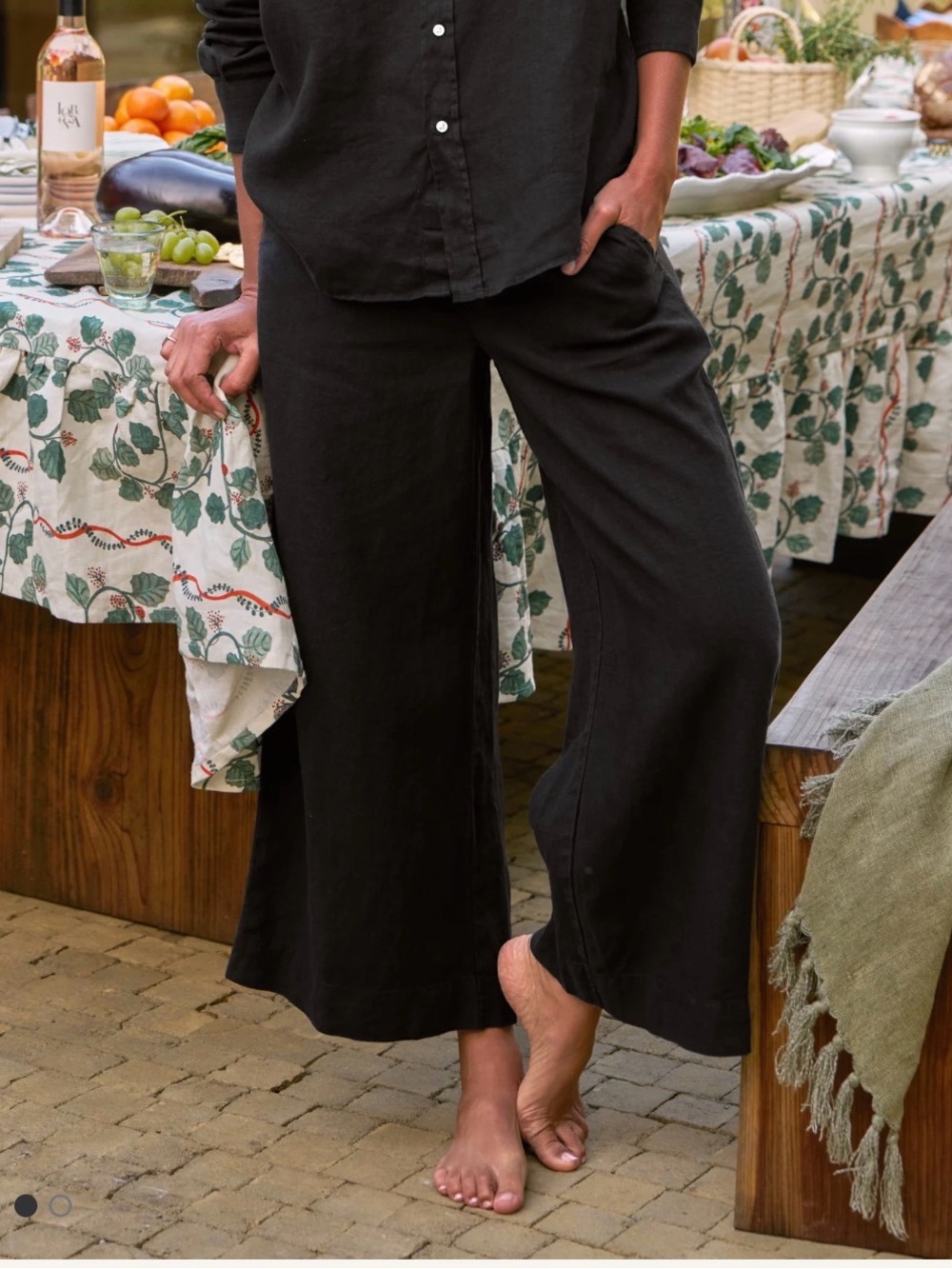 Frank & Eileen Maise Wide-Leg Black 100% Linen Pants - Picture 3 of 8